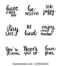 Lettering photography overlay set. Motivational quotes collection. Vector illustration. 