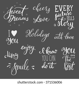 Lettering photography overlay set. Motivational quote. Sweet cute inspiration typography. Calligraphy postcard poster photo graphic design element. Hand written sign. Love story wedding decoration.