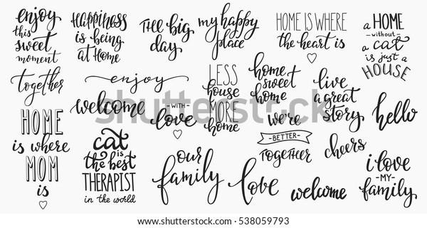 Lettering photography overlay set.\
Motivational quote. Sweet cute inspiration typography. Calligraphy\
photo graphic design element. Hand written sign. Love story wedding\
family album\
decoration.