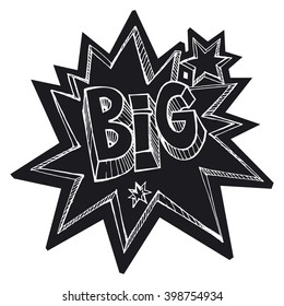 lettering phrase "BIG", doodle style