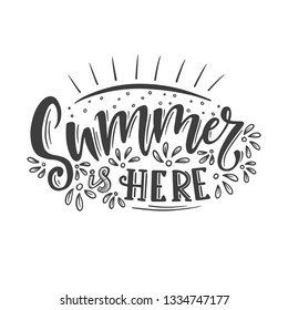 Lettering with phrase "Summer here "