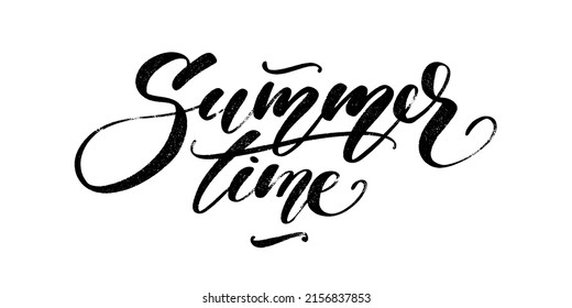 Lettering with phrase summer time. Hand written script modern calligraphy for cards, prints, posters and banners.