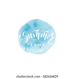 Lettering with phrase summer time. Vector illustration.