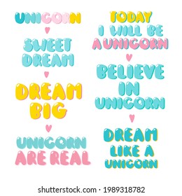 Lettering phrases on the subject of unicorns