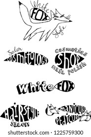 Lettering pictograms for a beauty salon. Black and white graphics, can be used in printed materials, and corporate style.