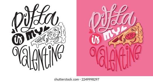 Lettering postcard about love. Happy Valentine'day card - hand drawn doodle lettering postcard. Heart, be mine. Vector