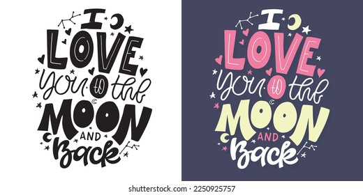 Lettering postcard about love. Happy Valentine'day card - hand drawn doodle lettering postcard. Heart, be mine. Vector