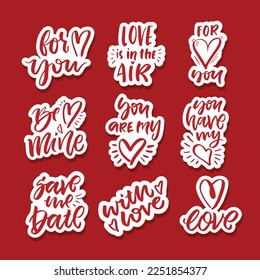 Lettering postcard about love. Happy Valentine'day card - hand drawn doodle lettering postcard. Heart, be mine. Vector