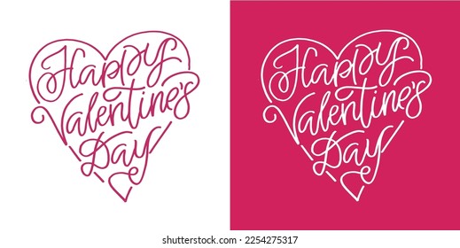 Lettering postcard about love. Happy Valentine'day card - hand drawn doodle lettering postcard. Heart, be mine. Vector