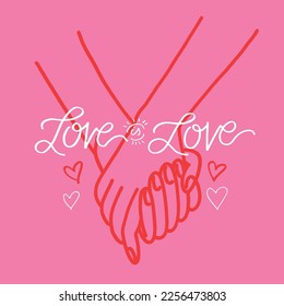 Lettering postcard about love. Happy Valentine'day card - hand drawn doodle lettering postcard. Heart, be mine. Vector