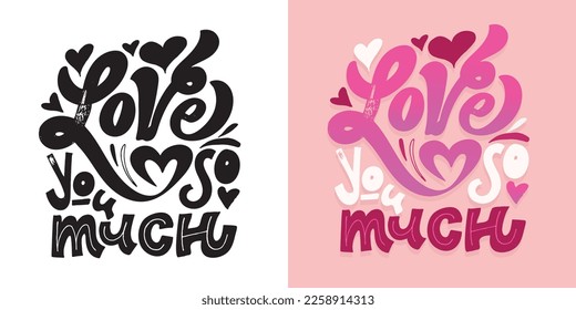 Lettering postcard about love. Happy Valentine'day card - hand drawn doodle lettering postcard. Heart, be mine. Vector