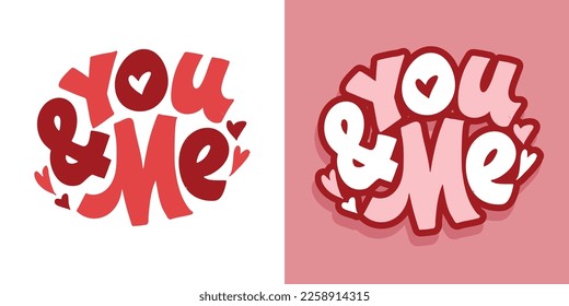 Lettering postcard about love. Happy Valentine'day card - hand drawn doodle lettering postcard. Heart, be mine. Vector