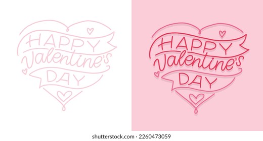 Lettering postcard about love. Happy Valentine'day card - hand drawn doodle lettering postcard. Heart, be mine. Vector. Pattern, background. 