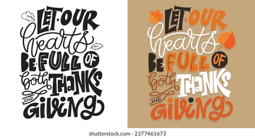 Lettering postcard about thanksgiving, blessing, grateful, thankful, pumpkin pie. Happy thanksgiving day.