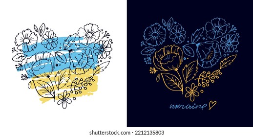 Cartas con la mano sobre Apoyar a Ucrania. Fondo de la bandera ucraniana amarillo azul.
