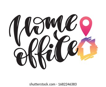 Lettering poster about working at home. Stay at home - protect yourself! Protection covid-19: stay at home.  Lettering art, vector illustration.