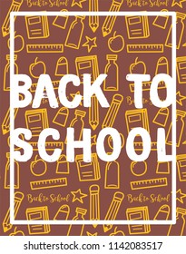 lettering poster back to school with doodle background
