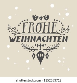 Lettering poster "Frohe Weihnachten" ("Merry Christmas", german) in scandinavian style.