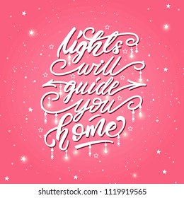 Lettering poster with a phrase about home. Vector illustration.