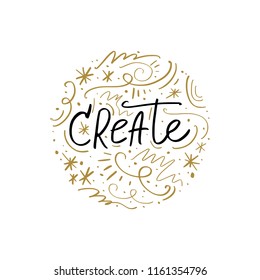 Lettering poster and postcard. Vector illustration