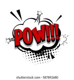 Lettering pow, bang, shoot. Sounds vector illustration. Comics book balloon Bubble icon speech phrase. Exclusive comic font for commercial use make by Kapitosh. Comic text sound effects