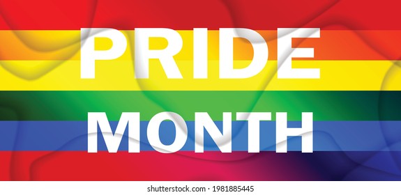 MESES DE ORGULLO por el fondo del arco iris degradado. Bandera LGBT. Diseño de plantilla, ilustración vectorial. El amor gana. Símbolos coloridos. Colección del orgullo gay. Cartel.