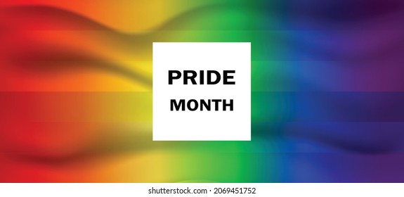 MESES DE ORGULLO por el fondo del arco iris degradado. Bandera LGBT. Diseño de plantilla, ilustración vectorial. El amor gana. Símbolos coloridos. Colección del orgullo gay. Cartel.