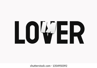 Lettering for printing on clothes, t-shirt, jacket, banner, postcard, etc. LONER to LOVER