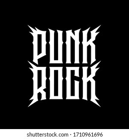 Lettering Punk rock in gothic style with spikes