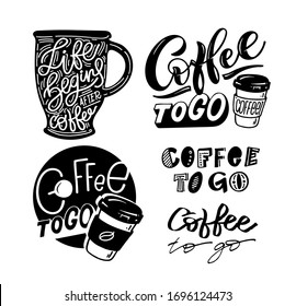 Lettering quote about coffee. Coffee is always a good idea. Coffee take away. Coffee to go. T-shirt design.