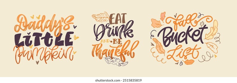 Lettering quote about fall, pumpkin, thanksgiving. Give thanks. Lettering for t-shirt design, mug print, bag print, clothes fashion. 100% hand drawn vector image.
