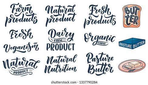 Lettering quote, great design for any purposes. Vector slogan illustration. Tasty breakfast. Diet food. Pasture, healthy nutrition.