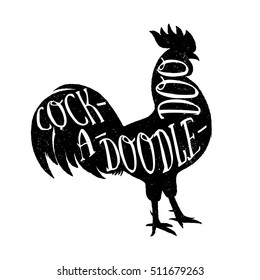 Lettering quote on the rooster s body, symbol of 2017. Print for design.