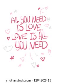 lettering quotes vector valentine card