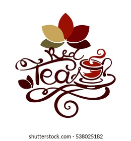 Lettering - Red Tea - good for label, logo, menu decoration.