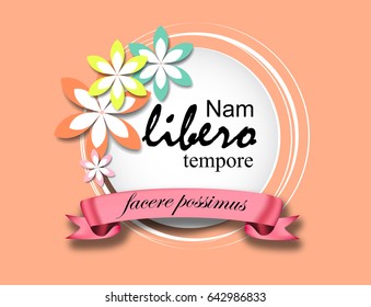 lettering, ribbon, frame. Vector illustration. Best mom / mum ever cute feminine design for menu, flyer, card, invitation.