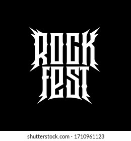 Lettering Rock fest in gothic style with spikes