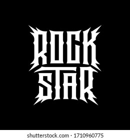 Lettering Rock Star in gothic style with spikes