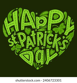 lettering Saint Patrick's Day greetings card with clover vector illustration