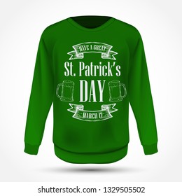 Lettering for Saint Patricks Day on jumper. Vector illustration, EPS 10