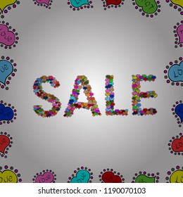 Lettering SALE. Vector. Seamless pattern. Picture in white, black and blue colors. Lettering. Trendy, nice poster to advertise your goods.