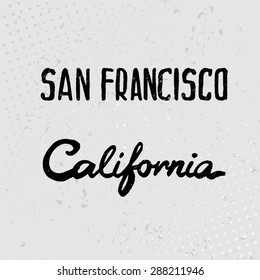 Lettering of San Francisco and California watercolor. Vector