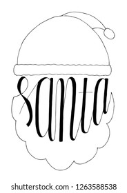 Lettering Santa in hat with beard