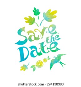 The lettering save the date. Vector Illustration.