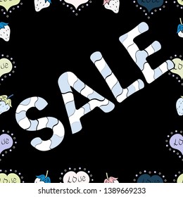 Lettering. Seamless. Illustration on gray, white and black colors. Vector illustration. End of season special offer banner. Sale banner template design, Mega sale special offer.