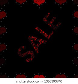 Lettering. Seamless pattern. Sale banner template design. Simple patches, poster, badges in pop art style. Vector illustration. Picture in brown, red and black colors.