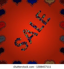 Lettering. Seamless pattern. Vector. Sale banner template design. Illustration in orange, black and red colors.