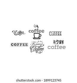 lettering set coffee typography print vector illustration