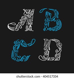 Lettering set design. hand drawn and make to be vector file. This font create with variety pattern combination. vintage luxury concept