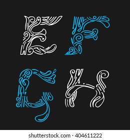Lettering set design. hand drawn and make to be vector file. This font create with variety pattern combination. vintage luxury concept